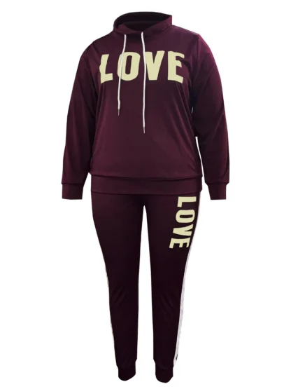 Plus Size Sweatsuit with Love Print - Image 2