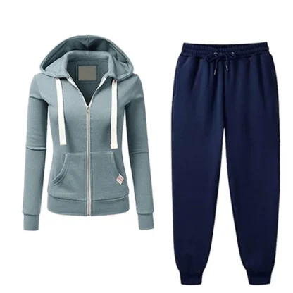 Comfortable Sweatsuit with Drawstring Hoodie - Image 2