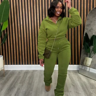 Comfortable Sweatsuit with Cropped Top