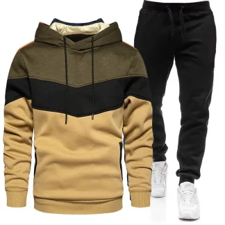 Casual Sweatsuit with Color Block Design