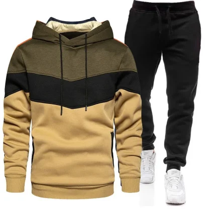 Casual Sweatsuit with Color Block Design