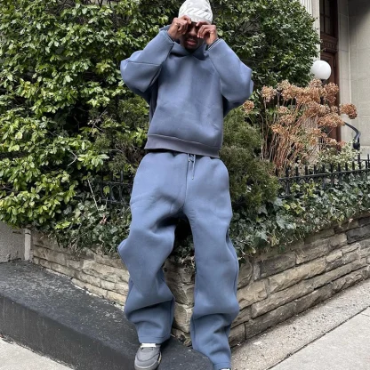 Loose Fit Sweatsuits with Plain Color Design - Image 5