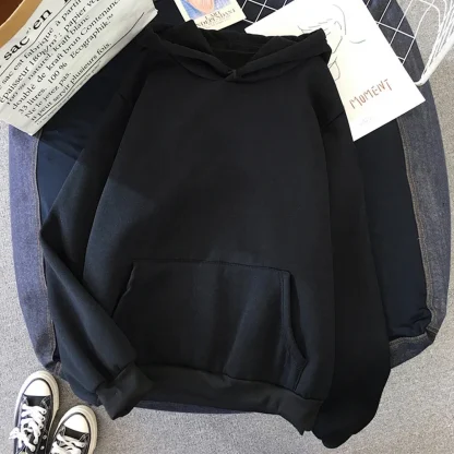 Oversized Plain Sweatshirt with Hood - Image 6