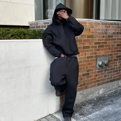 Loose Fit Sweatsuits with Plain Color Design - Image 7