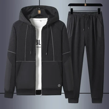 Breathable Hooded Sweatsuit with Zipper - Image 2