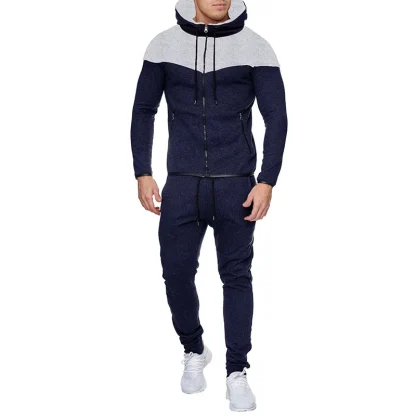 Color Block Sweatsuit with Zippered Top - Image 4