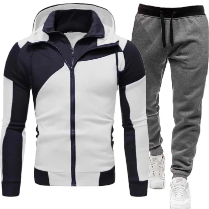 Two Tone Sweatsuit with Double Front Zippered - Image 3