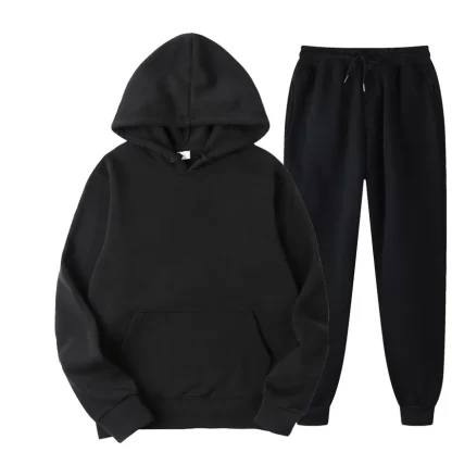 Solid Color Pullover Sweatsuit with Front Pocket - Image 11