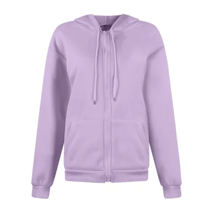 Zippered Closure Sweatshirt with Hoodie - Image 9