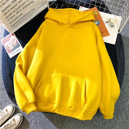 Oversized Plain Sweatshirt with Hood - Image 9