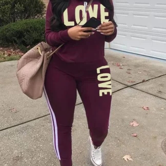 Plus Size Sweatsuit with Love Print