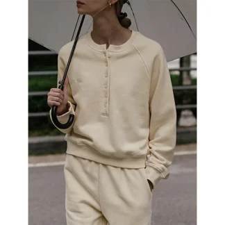 Elegant Women's Sweatsuit with Front Button