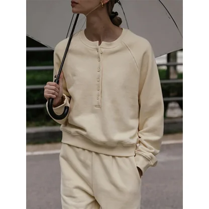 Elegant Women's Sweatsuit with Front Button