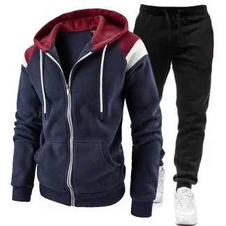 Color Block Sweatsuits with Zip Up