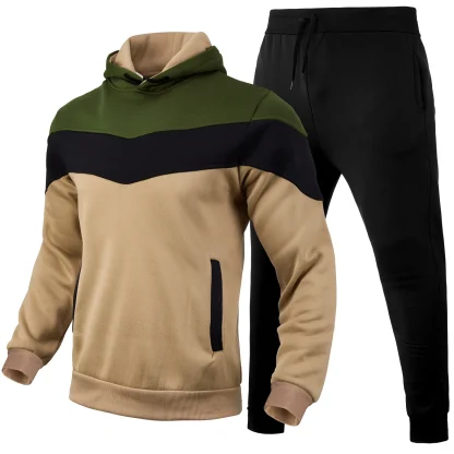 Casual Sweatsuit with Color Block Design - Image 3